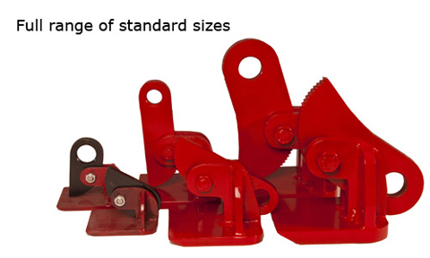 horizontal lifting clamps in various sizes
